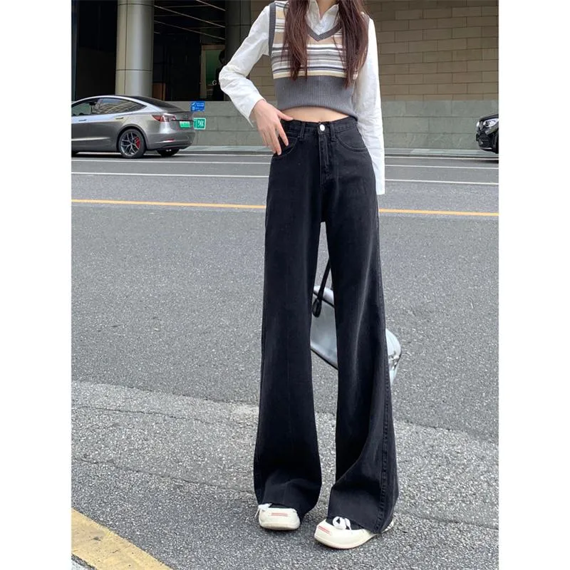 High-Waisted Washed Out Floor-Length Plus Loose Fit Jeans
