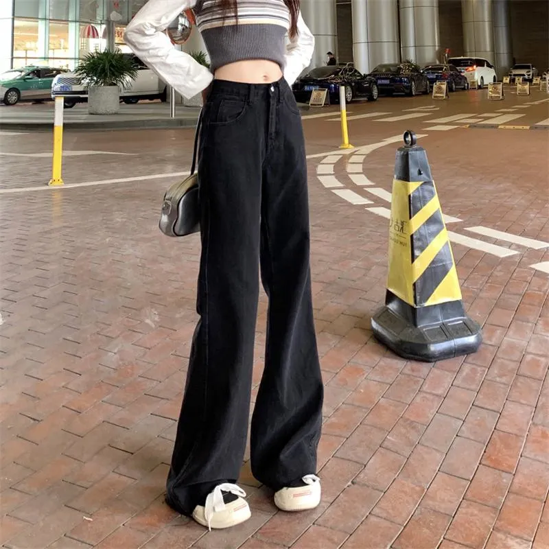 High-Waisted Washed Out Floor-Length Plus Loose Fit Jeans