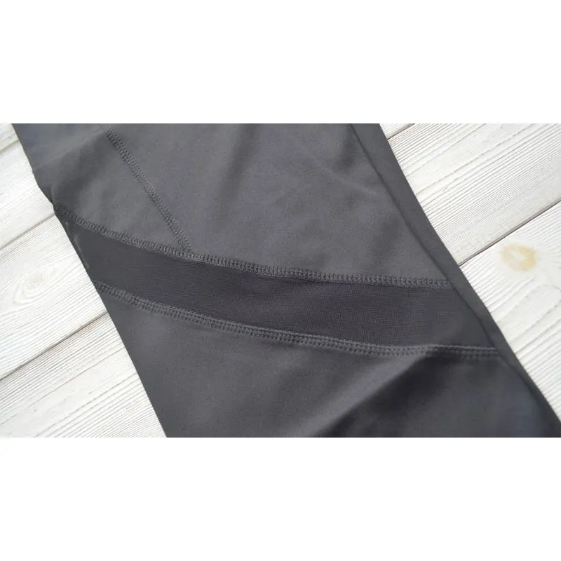 High-Waisted Yoga Black Sports Fitness Patchwork Mesh Sports Leggings