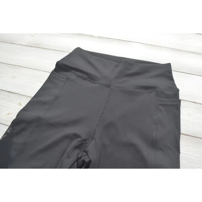 High-Waisted Yoga Black Sports Fitness Patchwork Mesh Sports Leggings