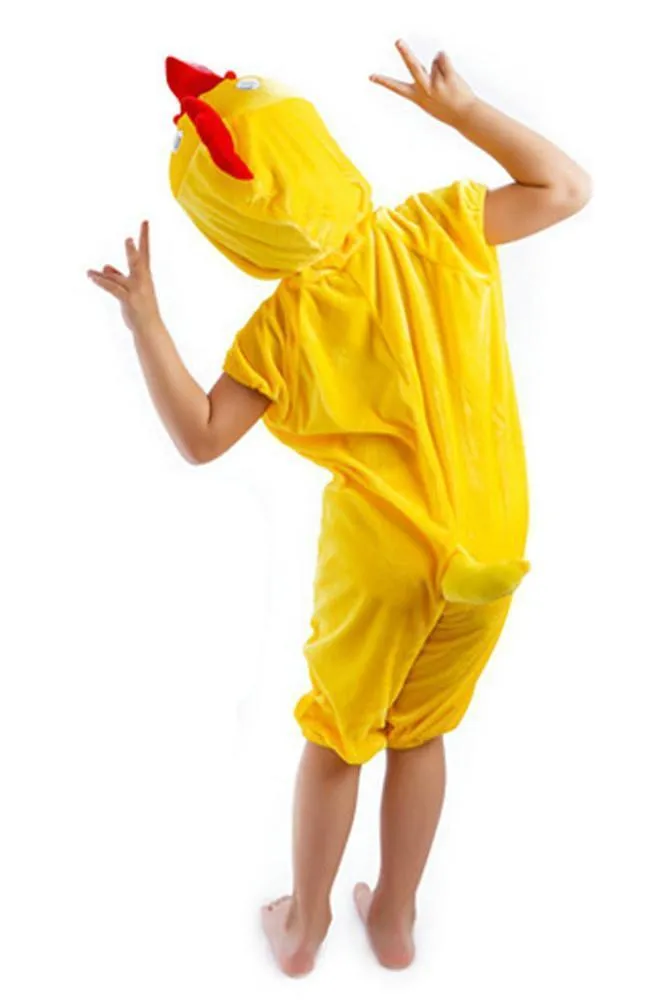 Kid Yellow Chicken Animal Onesie Short Sleeve Pajamas Costume