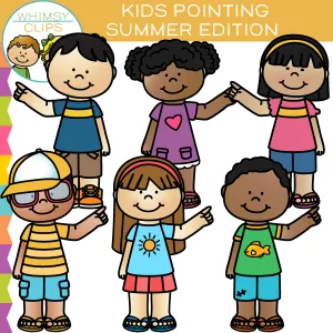Kids Pointing Clip Art - Summer Edition