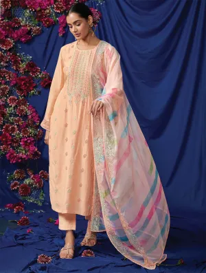Kimora Pure Cotton Lawn Women Orange Suit Dress Material