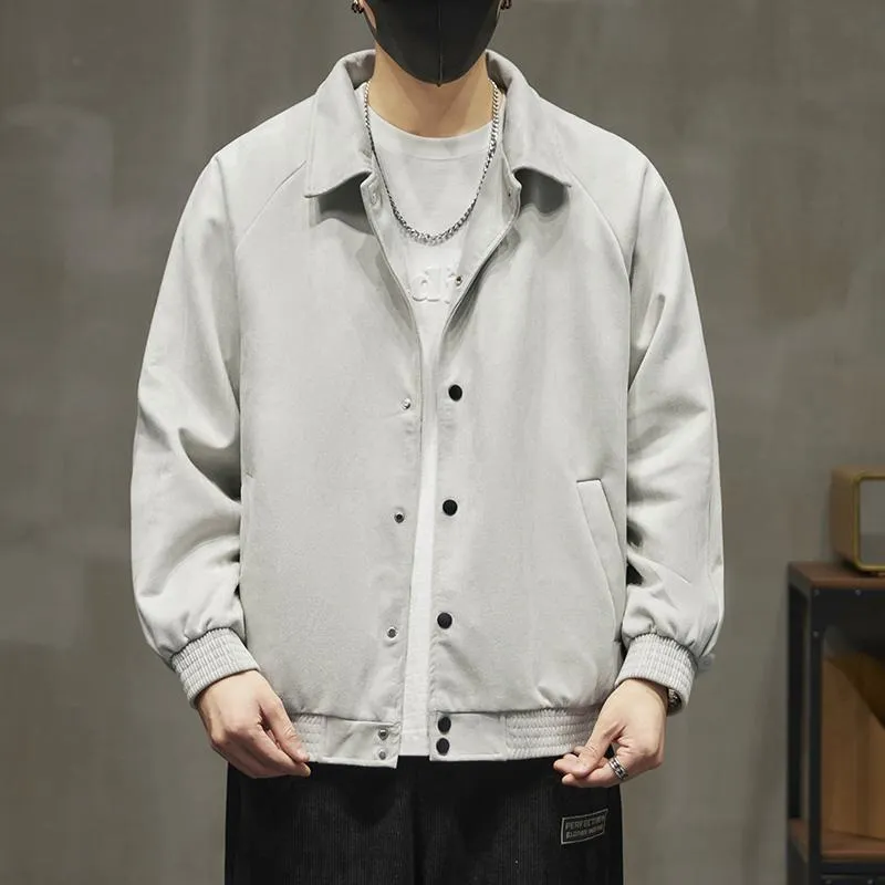 Lapel Collar Solid Button Front Loose Fit Suede Shirt Jacket