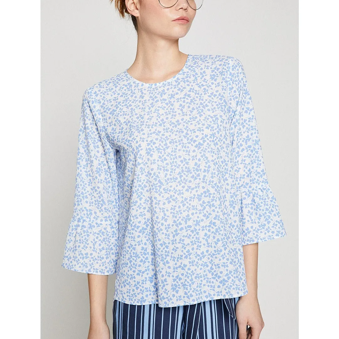 Light Blue Patterned Blouse