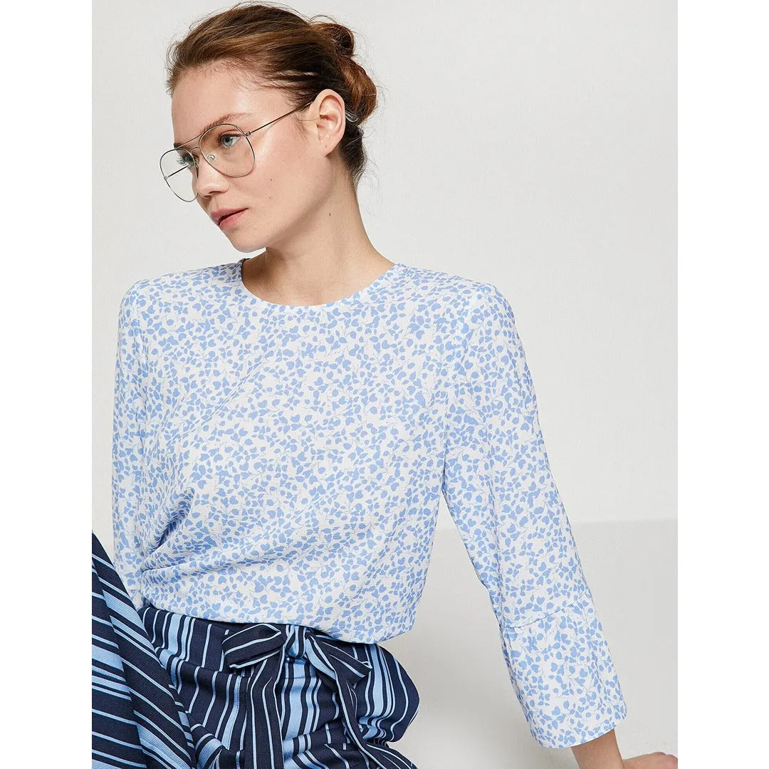 Light Blue Patterned Blouse