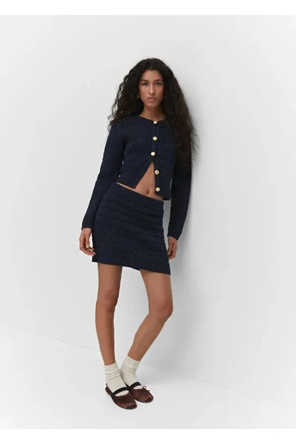Mango Women's Perforated textured mini skirt