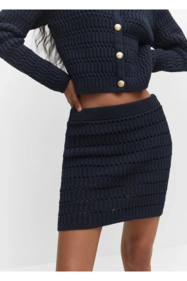 Mango Women's Perforated textured mini skirt