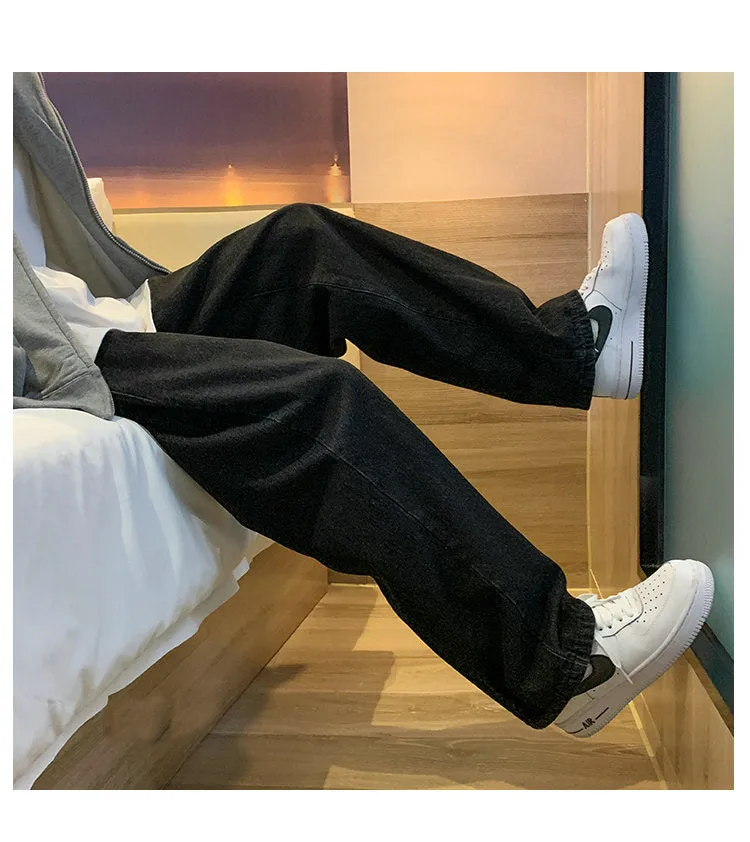 Men's Fashion Loose Jeans Straight Autumn New Woman Casual Jeans Mans Streetwear Korean Black Hip Hop Jeans Trouser