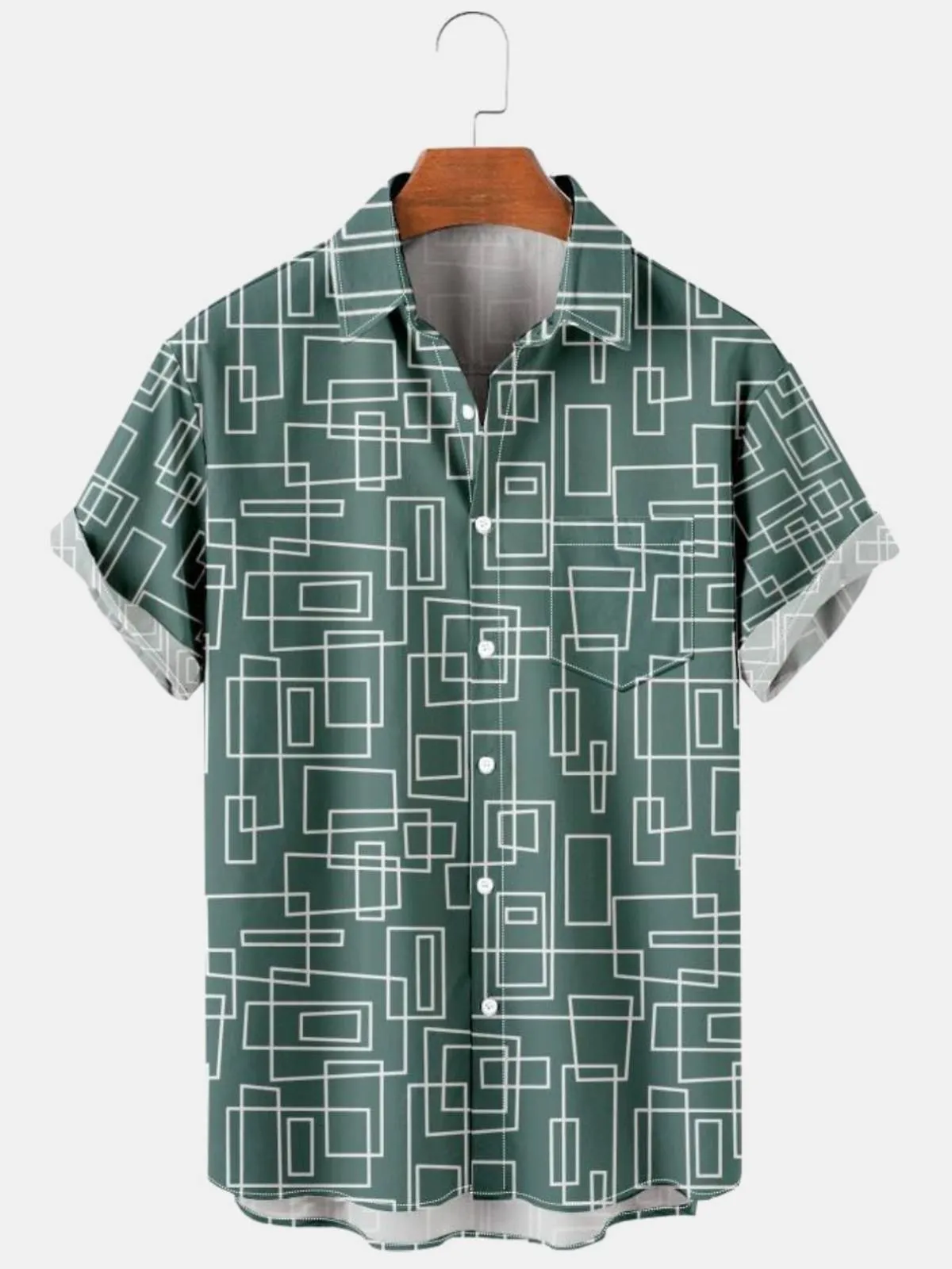Mens Geometric Casual SeriesShort Sleeve Shirts