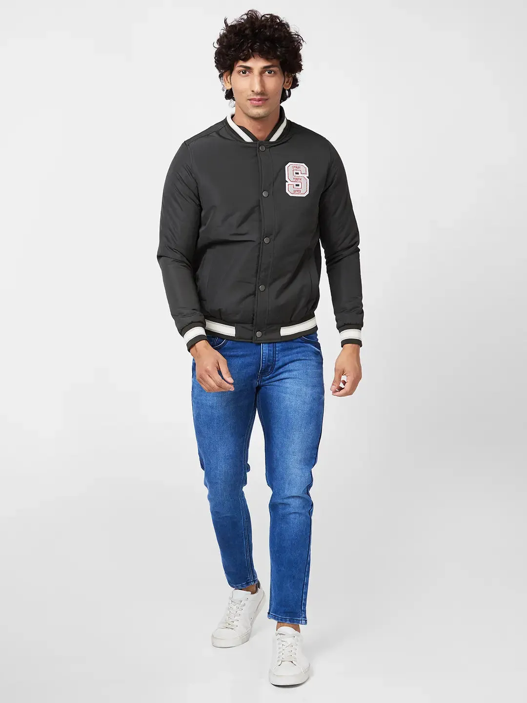 Men'S Varsity Jacket With Towel Embroidery Badges