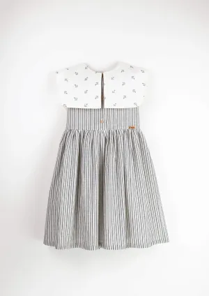 Mod.33.4 Embroidered striped dress with bib collar