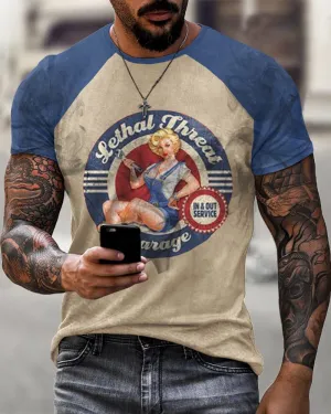 Motorcycle Casual Print Short Sleeve T-Shirt