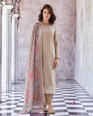 Mumtaz Arts Cotton Unstitched Women Suit Fabric Brown