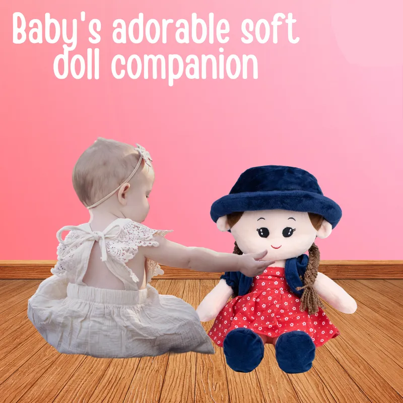 My First Cuddle Time Buddy Baby Doll Soft Toy for Kids Washable Sensory Fabric Plush Toy for Cuddling and Playtime (Blue) | Height 45 CM