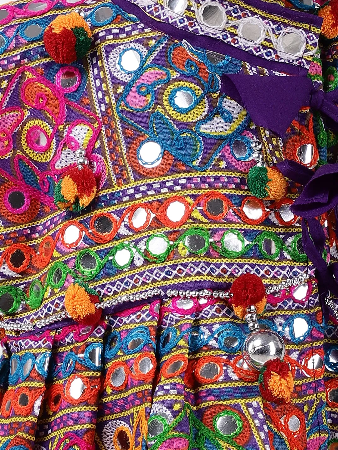 Navratri Embroidered kediya with Dhoti and Cap for Boys- purple