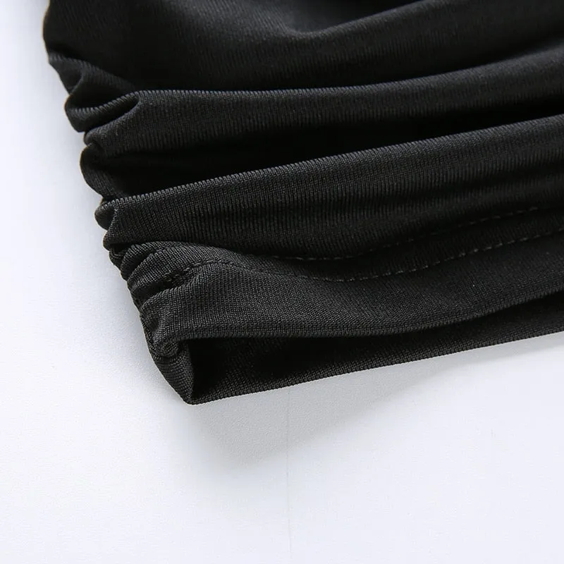 One Shoulder Gothic Black Cut Out Irregular Backless Sexy Bralette Crop Top Sleeveless