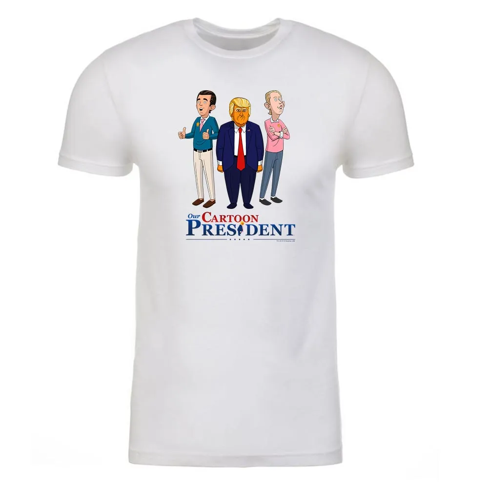 Our Cartoon President Trump and Sons Adult Short Sleeve T-Shirt