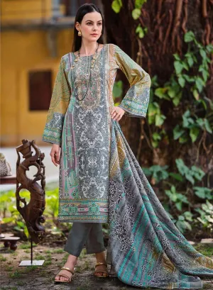 Pakistani Print Unstitched Pure Cotton Salwar Suit Material for Ladies