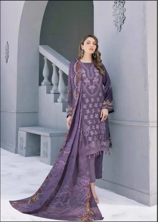 Pakistani Style Cotton Purple Suits Dress Material for women