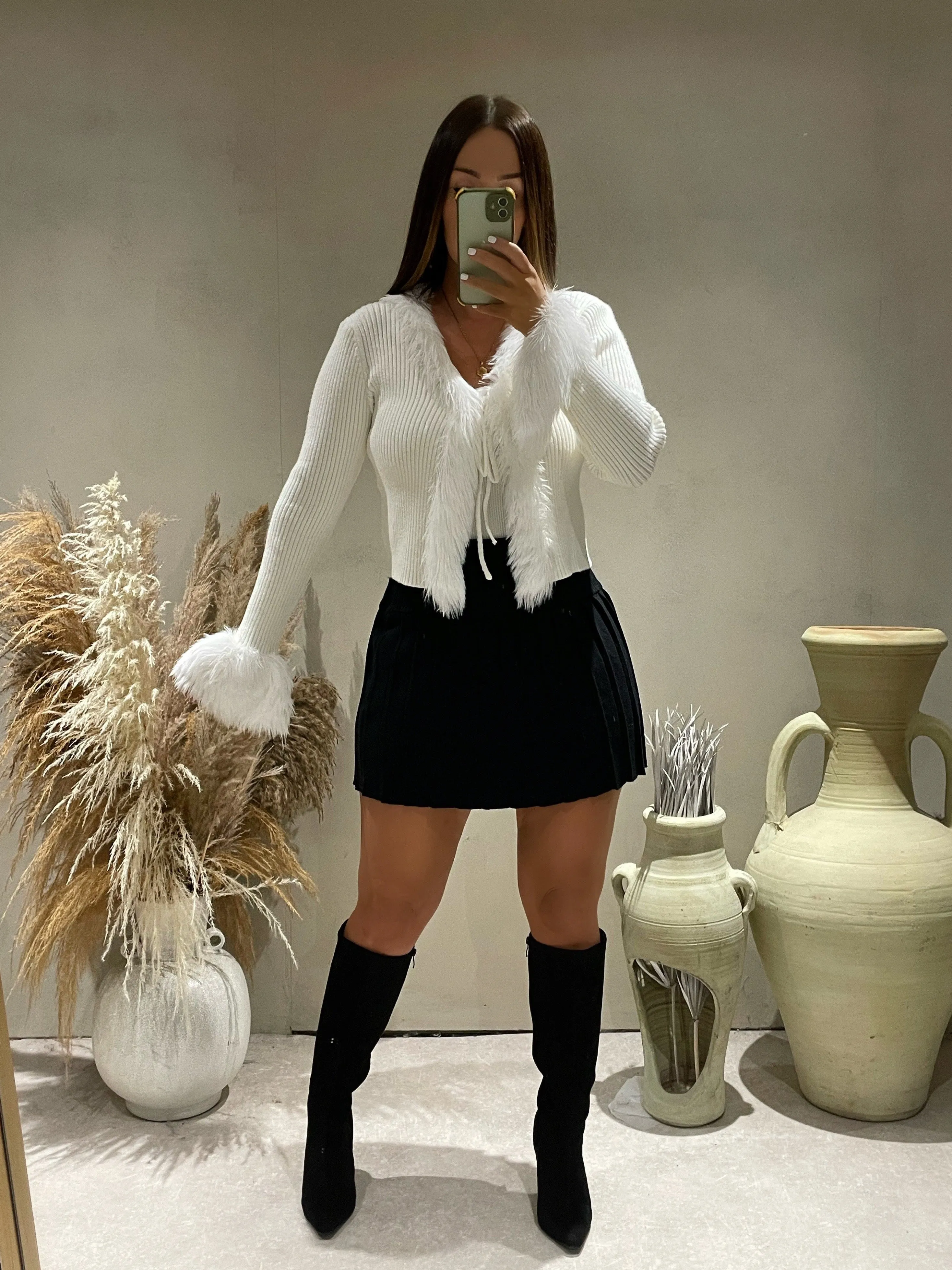 PENDI BLACK PLEATED KNIT SKIRT - store credit only