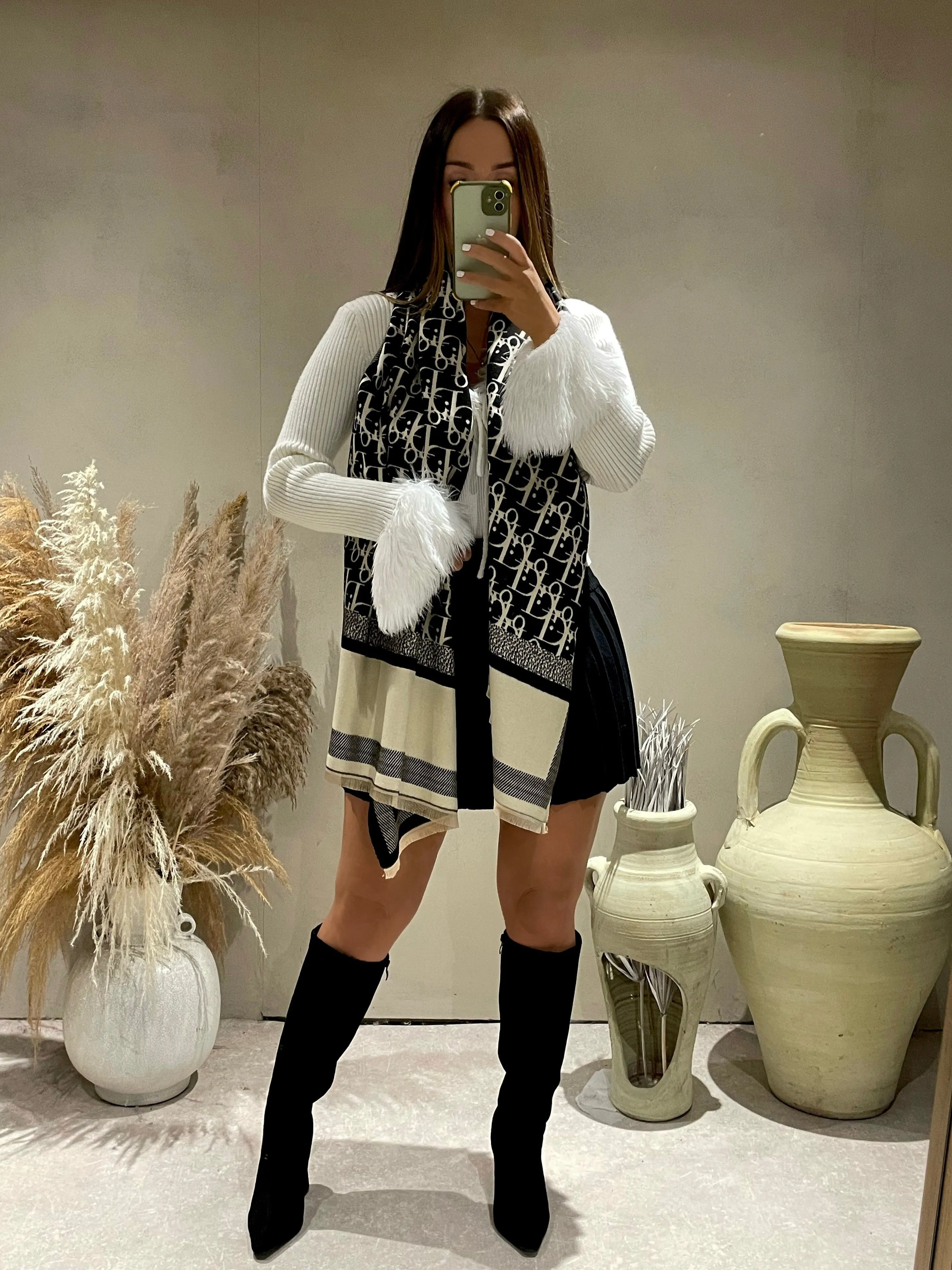 PENDI BLACK PLEATED KNIT SKIRT - store credit only