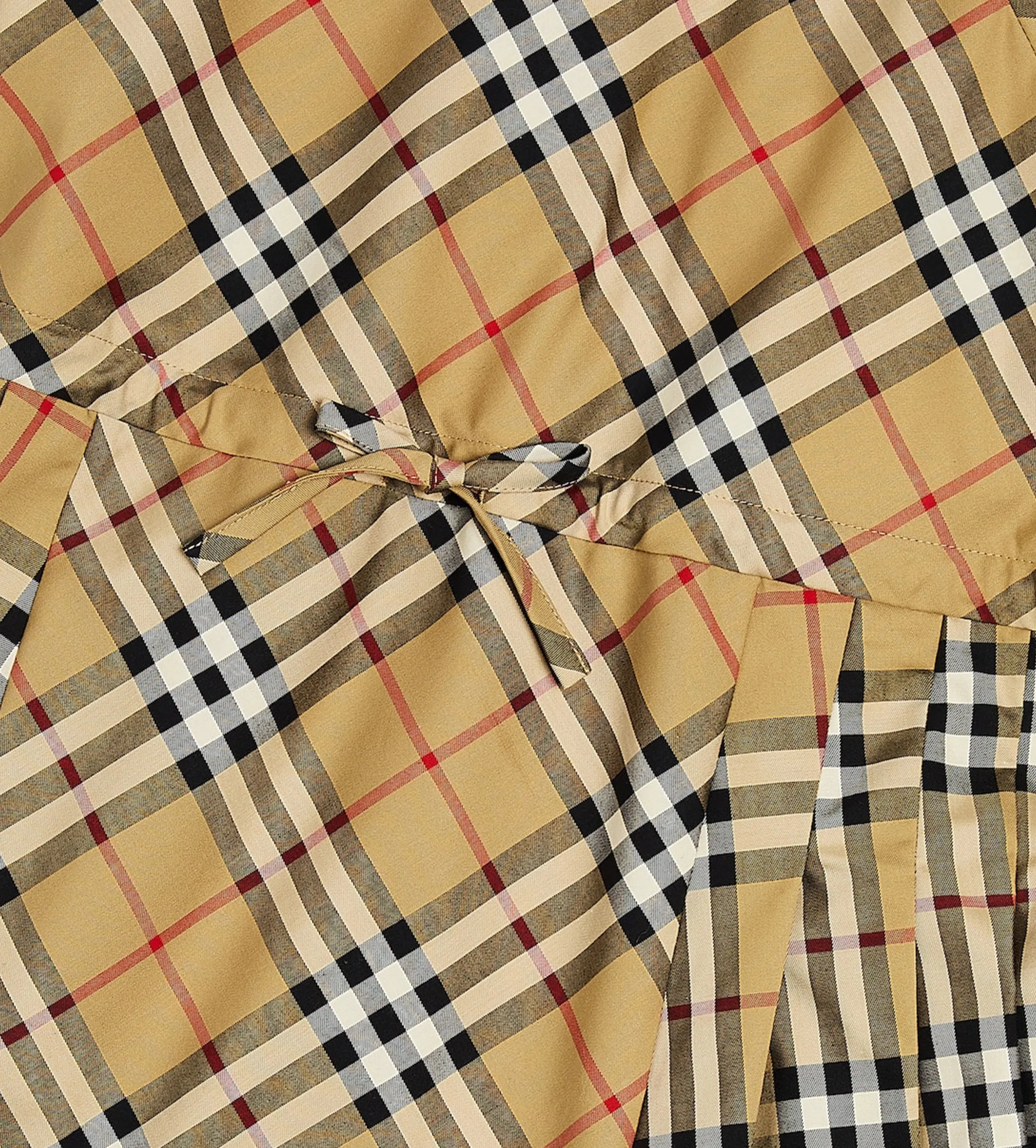 Pleated Check Stretch Dress Archive Beige