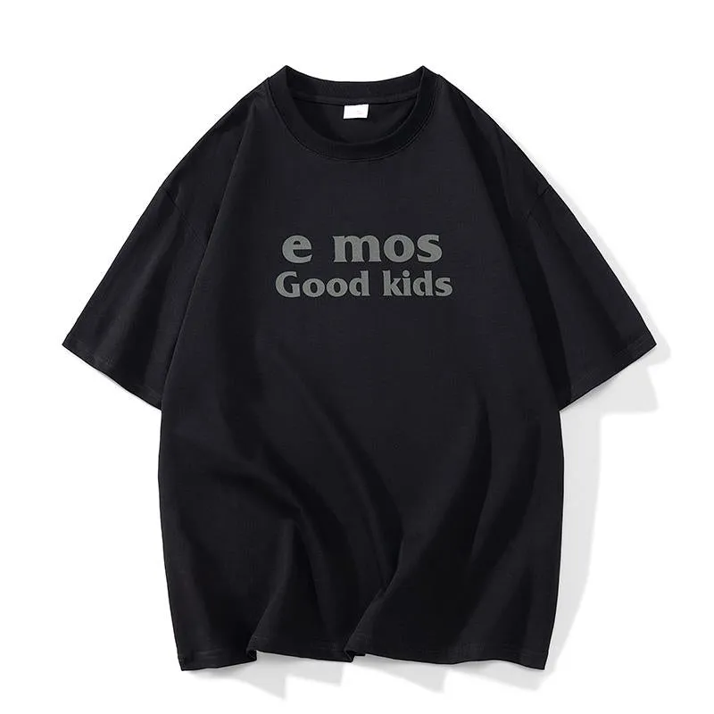 Pure Cotton Loose Fit Versatile Letter Short Sleeve Tee