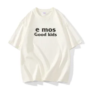 Pure Cotton Loose Fit Versatile Letter Short Sleeve Tee