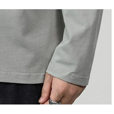 Pure Cotton Round Neck Simplicity Print Long Sleeve Tee
