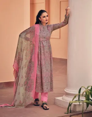 Pure Cotton Unstitched Suit With Pink Chiffon Dupatta