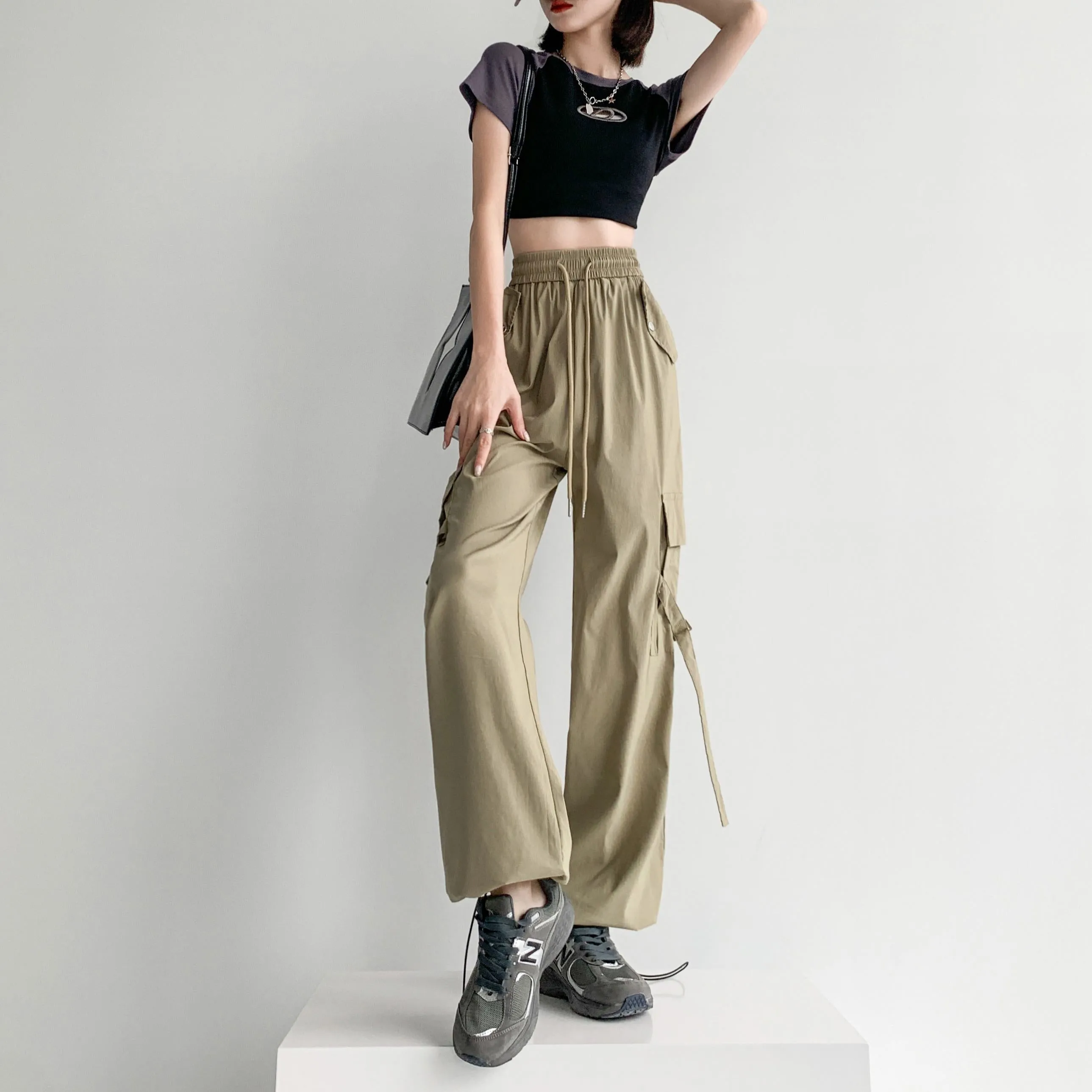 Quick-Drying Thin High-Waisted Versatile Street Style Cargo Pants