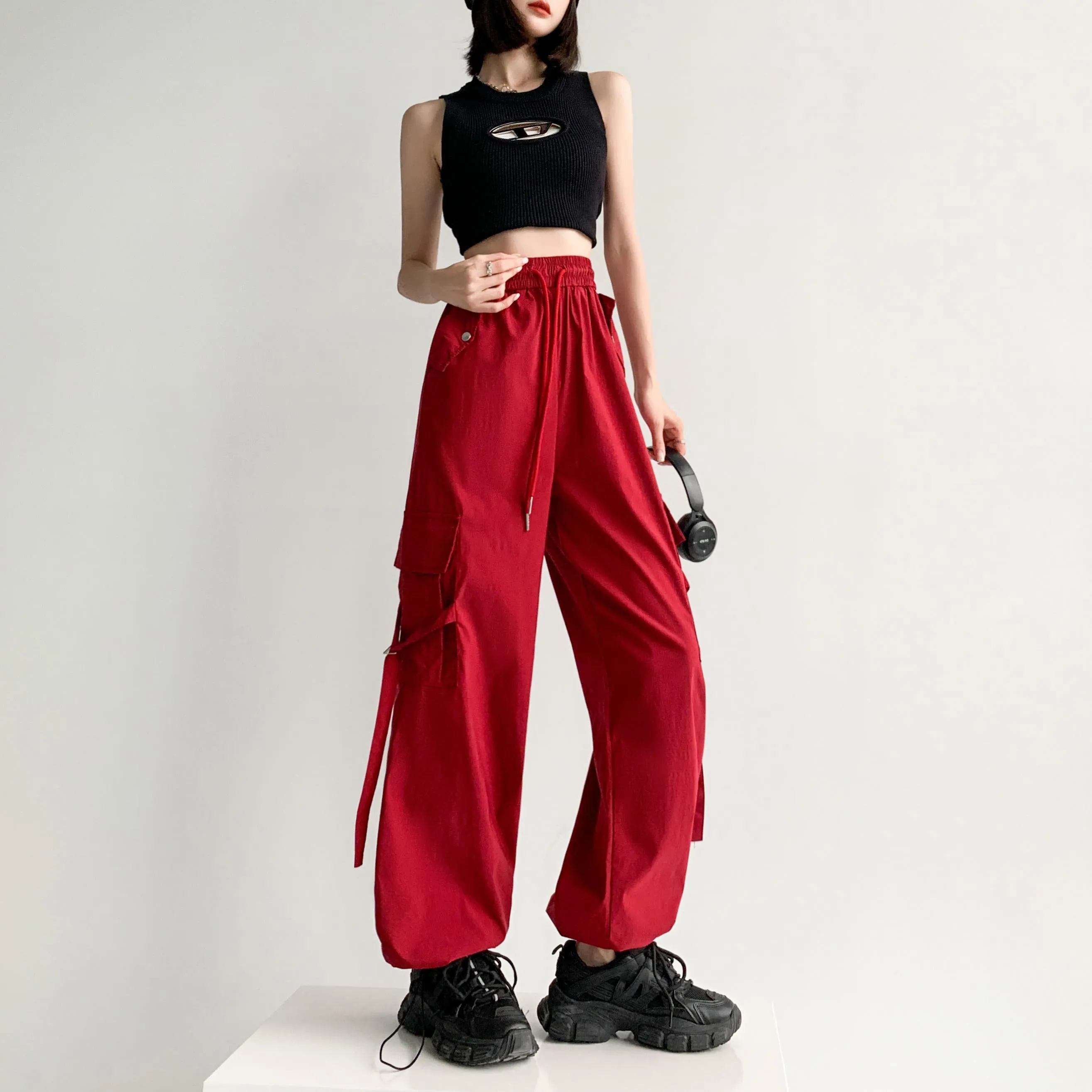 Quick-Drying Thin High-Waisted Versatile Street Style Cargo Pants