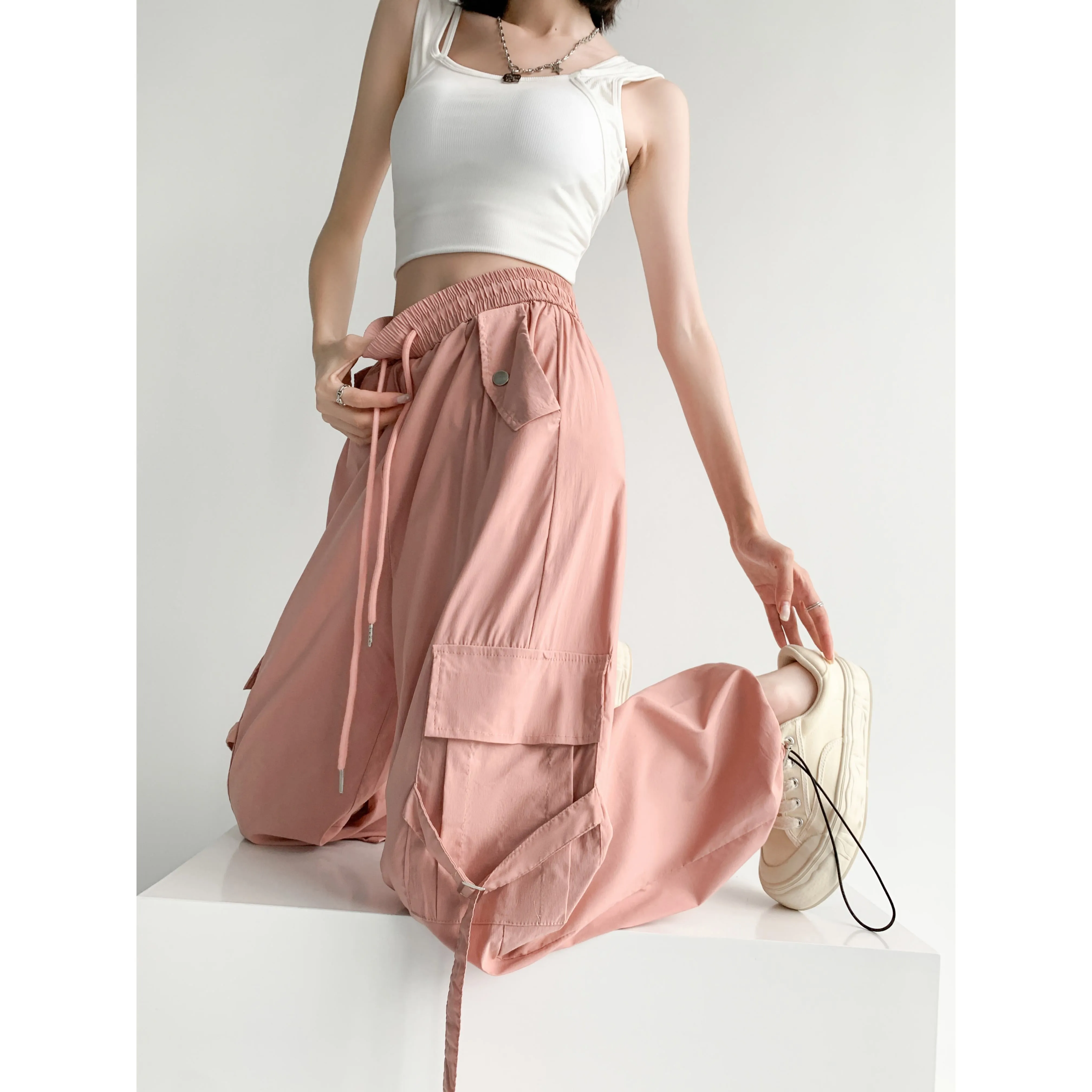 Quick-Drying Thin High-Waisted Versatile Street Style Cargo Pants