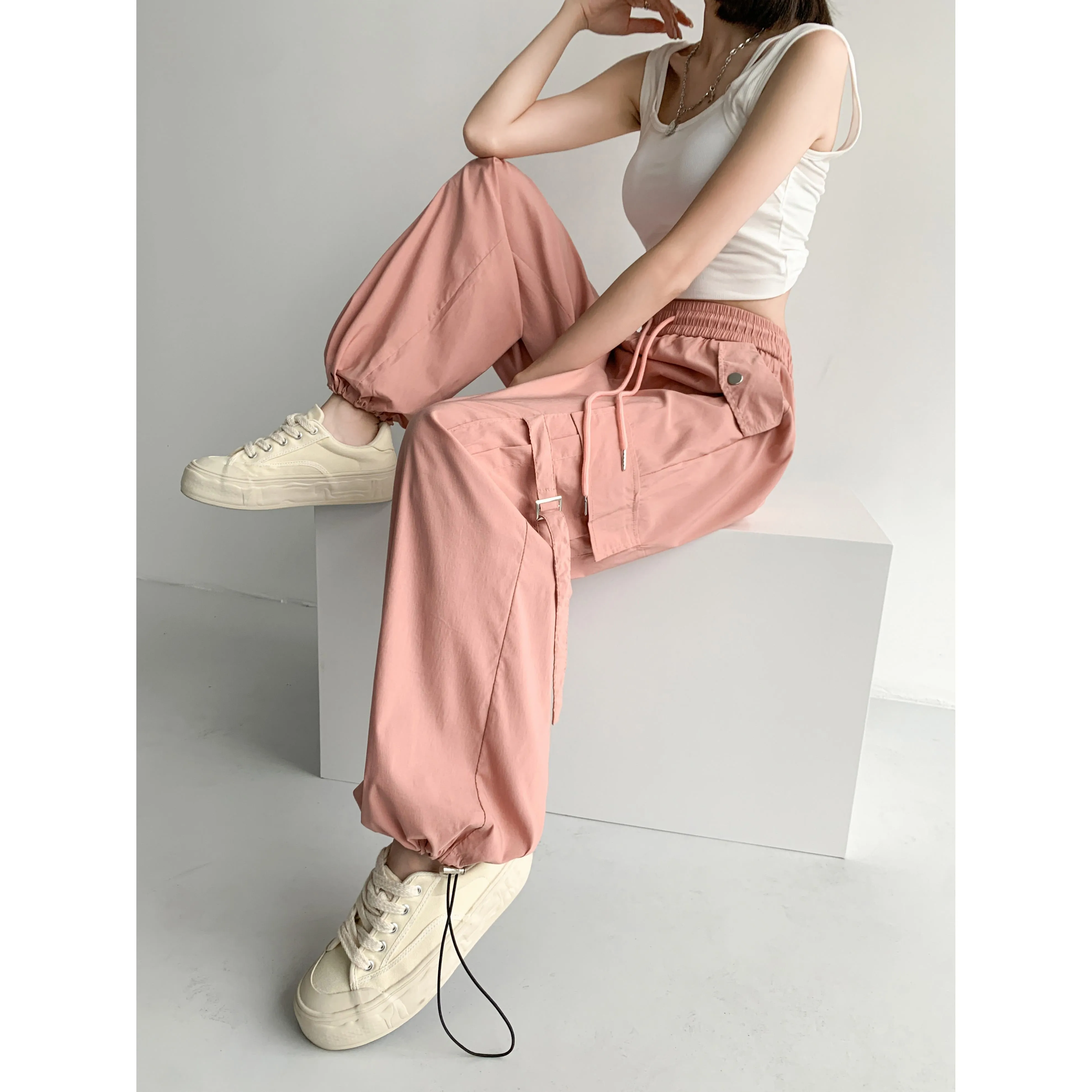 Quick-Drying Thin High-Waisted Versatile Street Style Cargo Pants