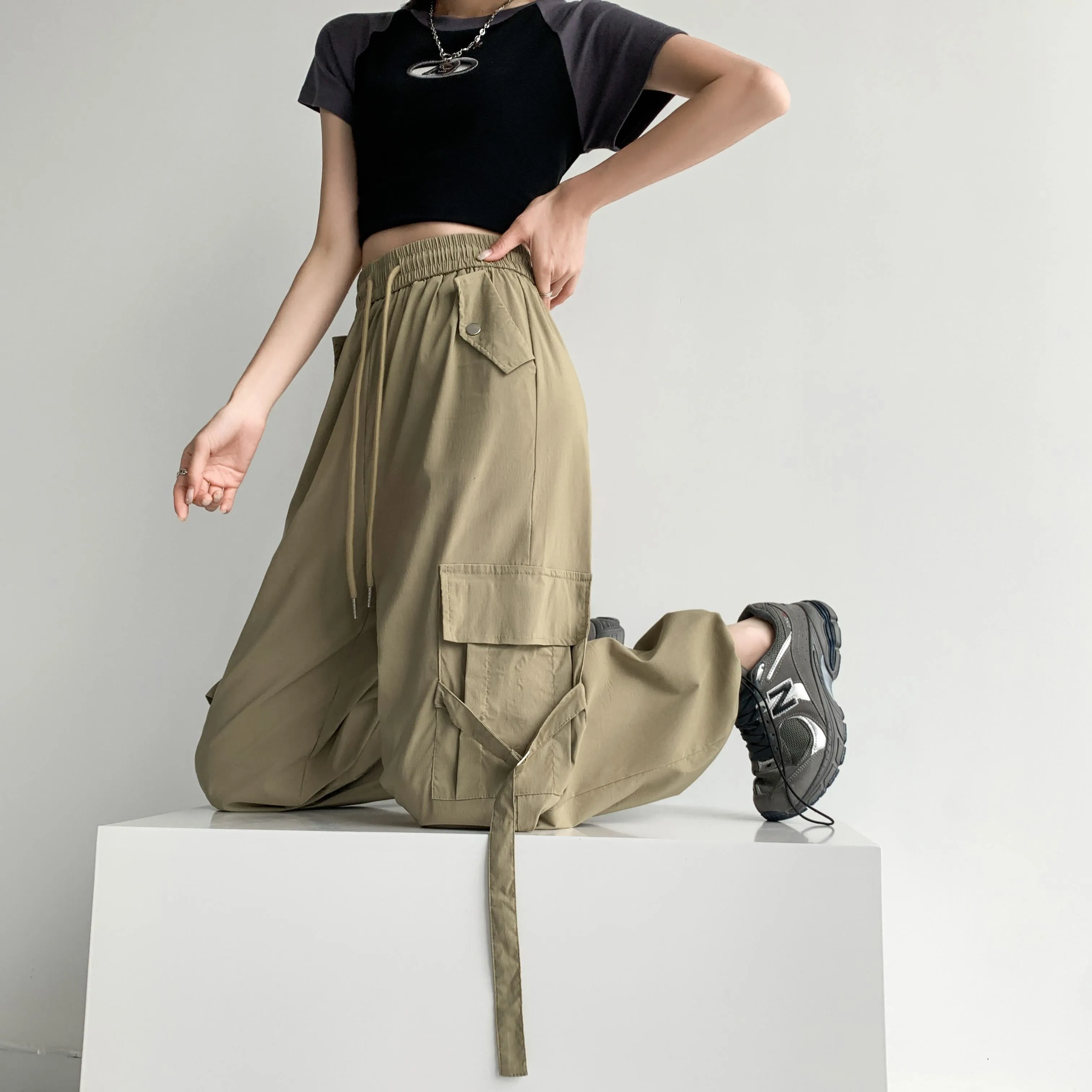 Quick-Drying Thin High-Waisted Versatile Street Style Cargo Pants