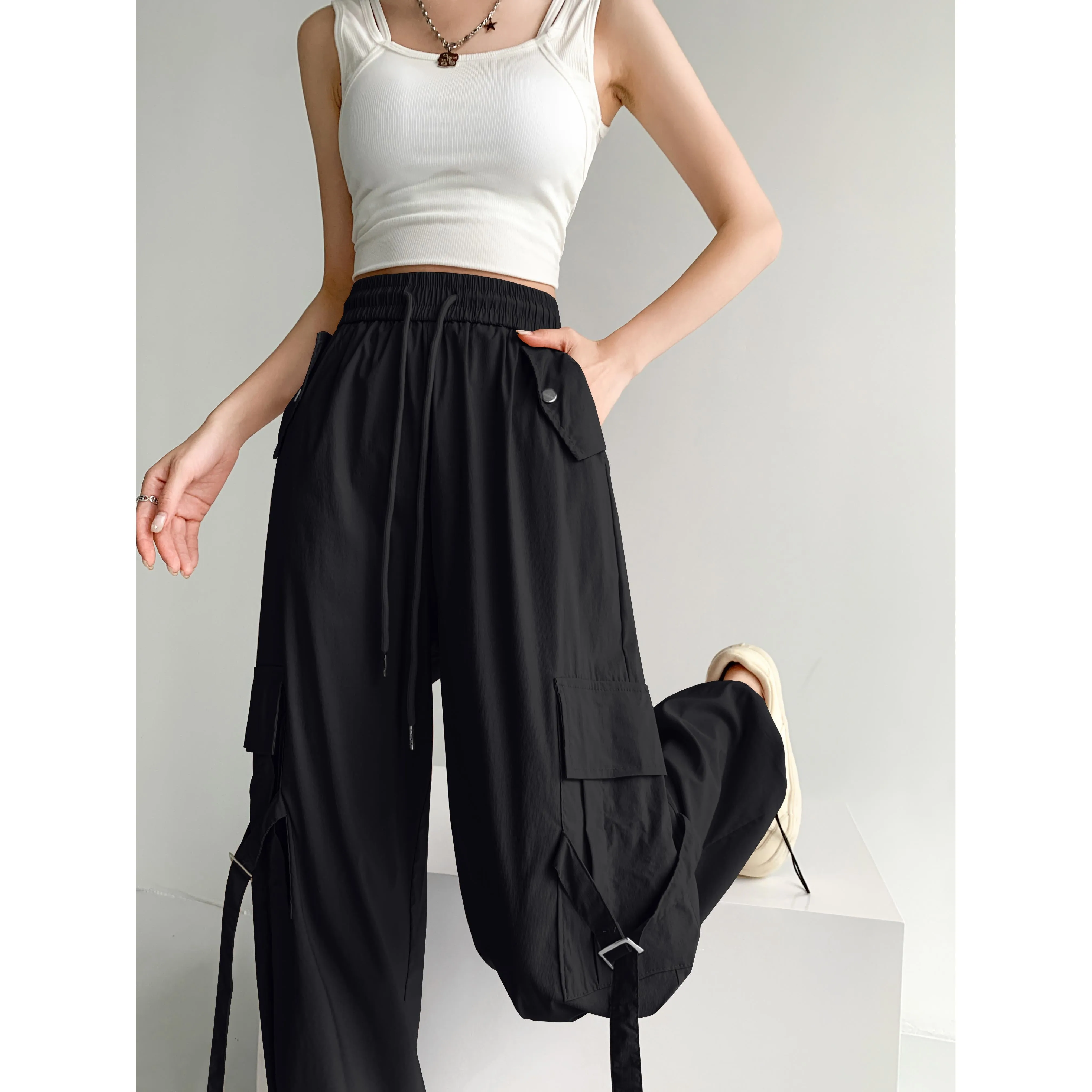 Quick-Drying Thin High-Waisted Versatile Street Style Cargo Pants