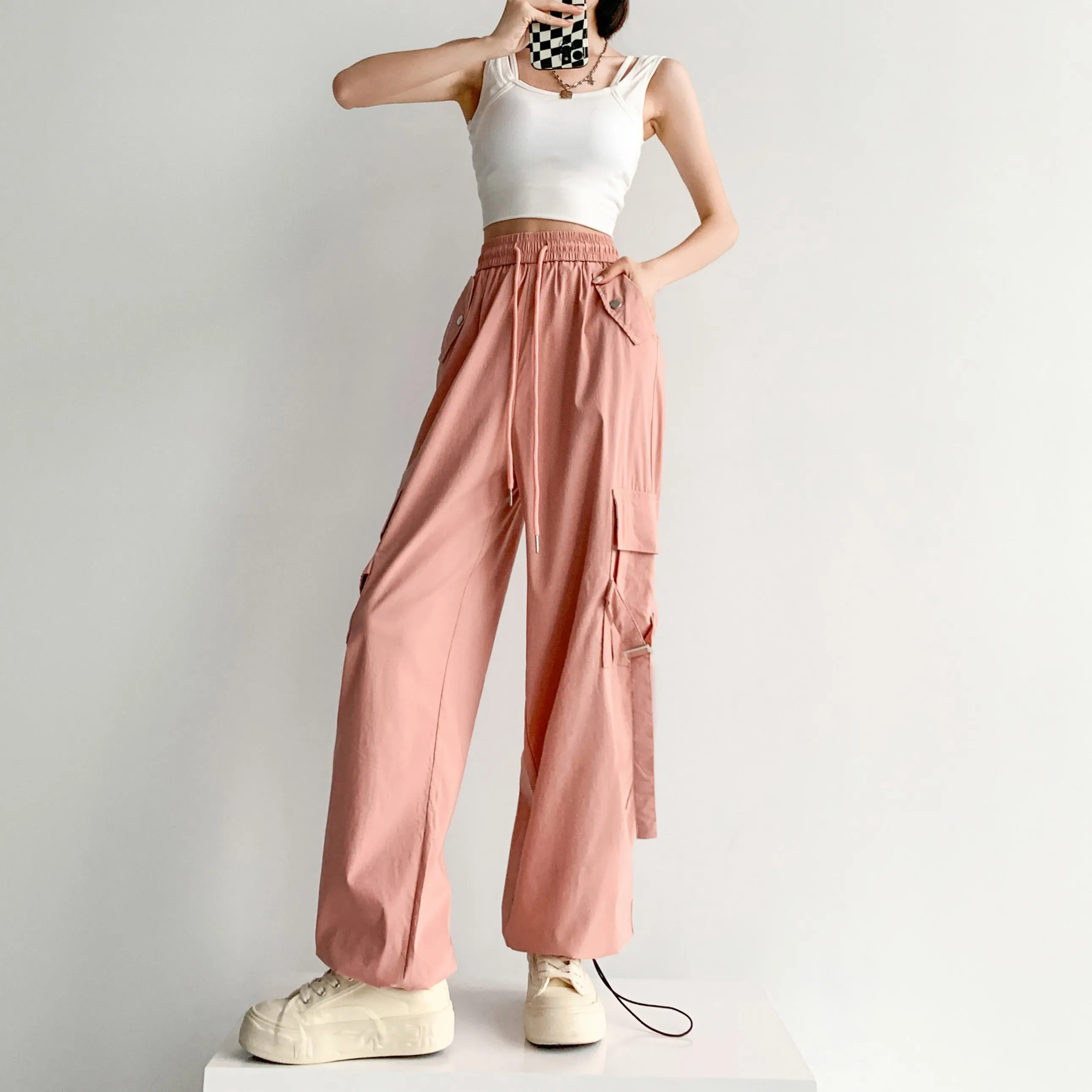 Quick-Drying Thin High-Waisted Versatile Street Style Cargo Pants