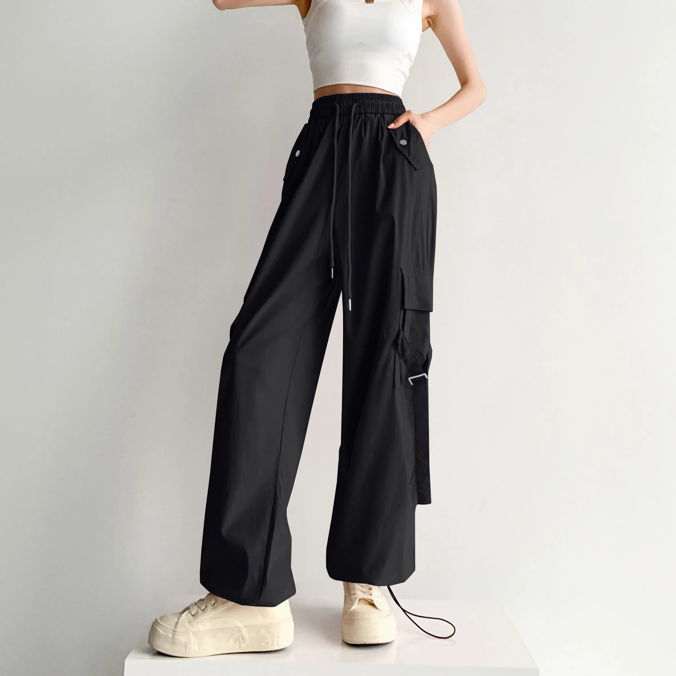 Quick-Drying Thin High-Waisted Versatile Street Style Cargo Pants