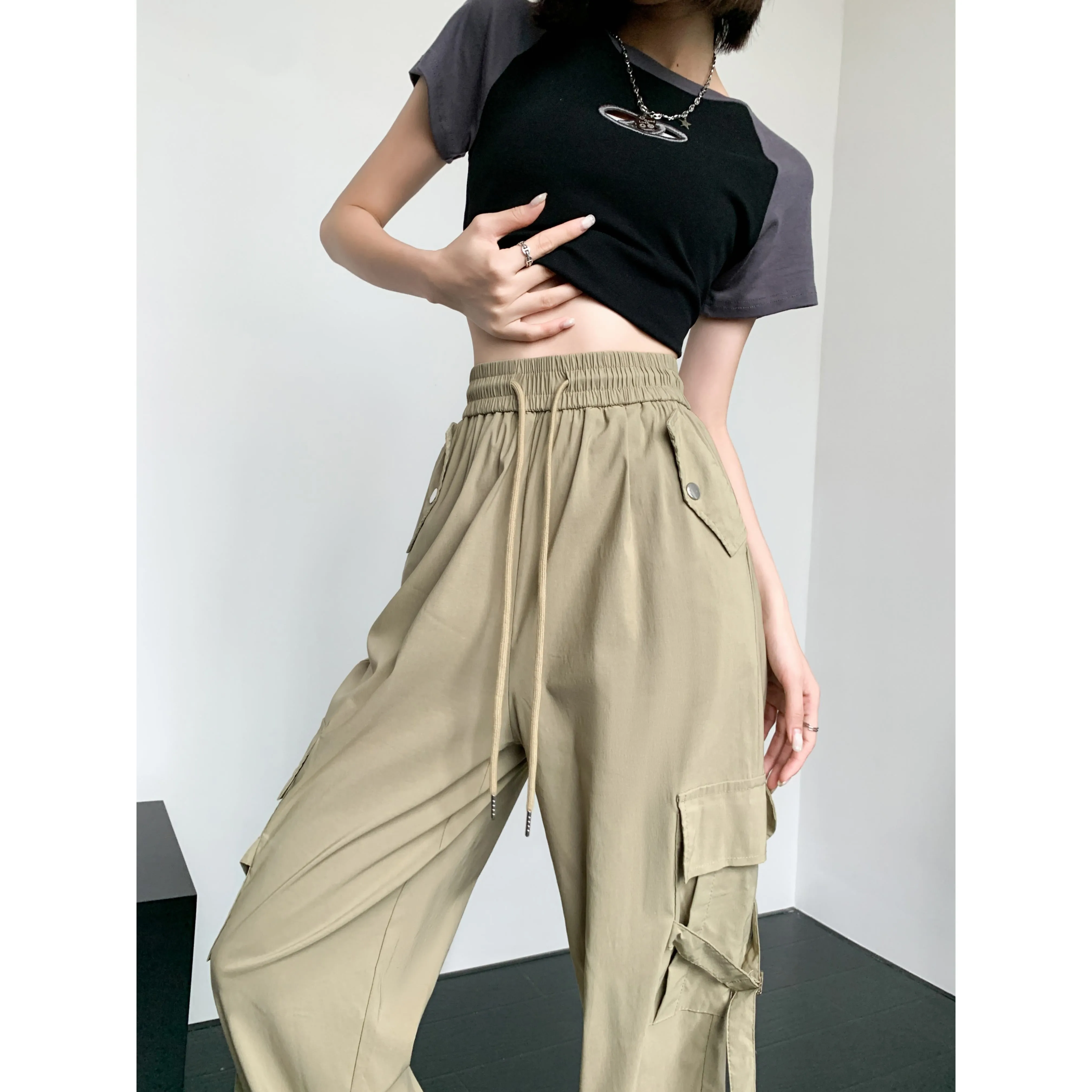Quick-Drying Thin High-Waisted Versatile Street Style Cargo Pants