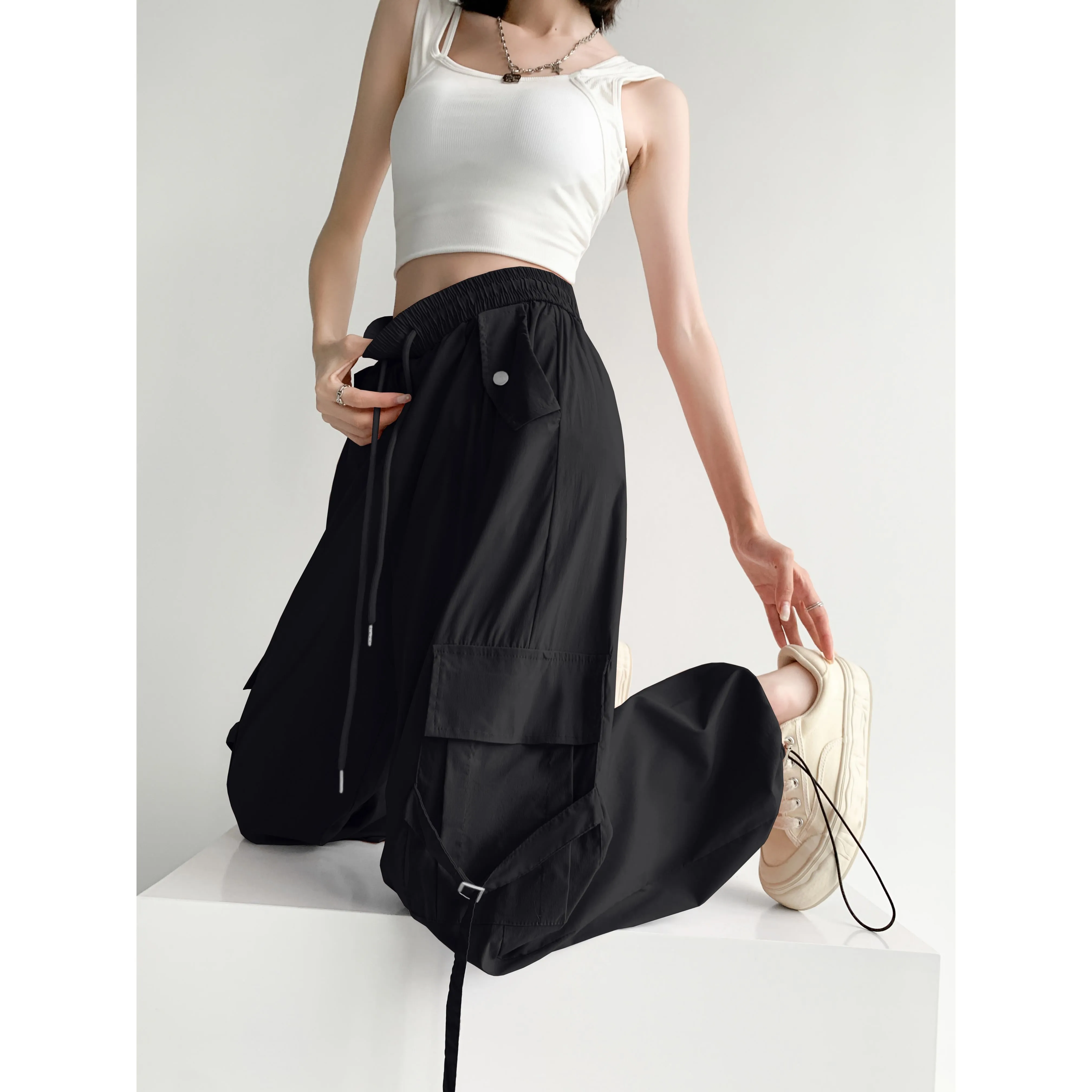 Quick-Drying Thin High-Waisted Versatile Street Style Cargo Pants