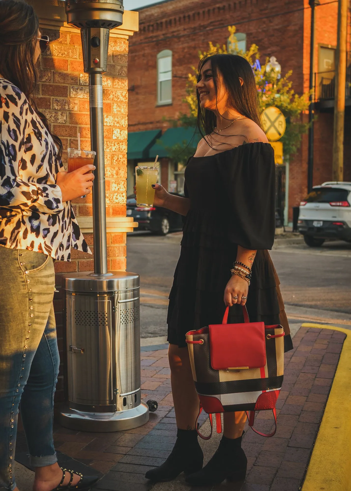 Red Color Block Backpack