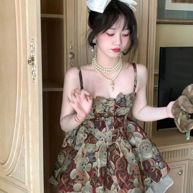 Retro Print High-Waisted Dress