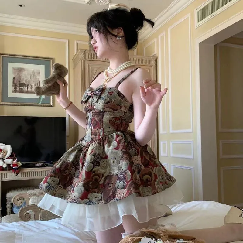 Retro Print High-Waisted Dress