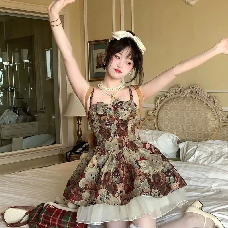 Retro Print High-Waisted Dress