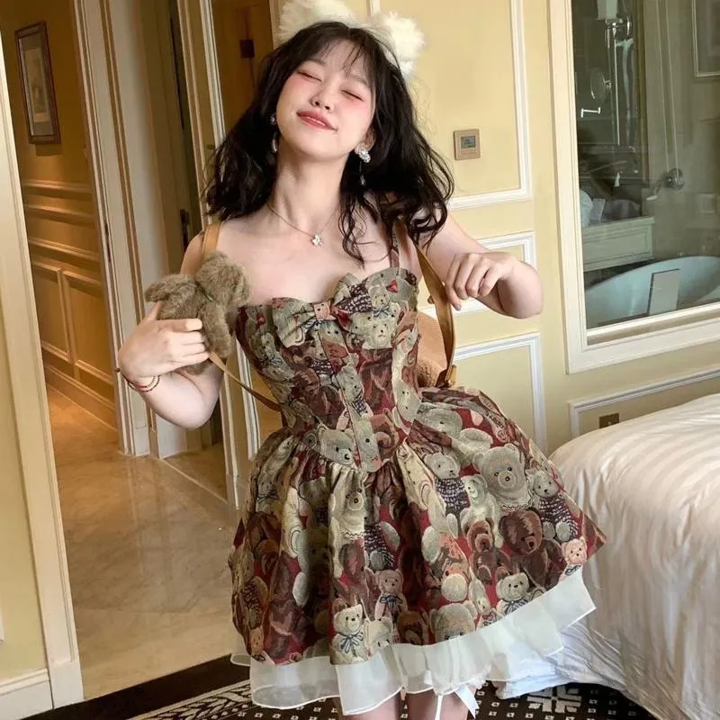 Retro Print High-Waisted Dress