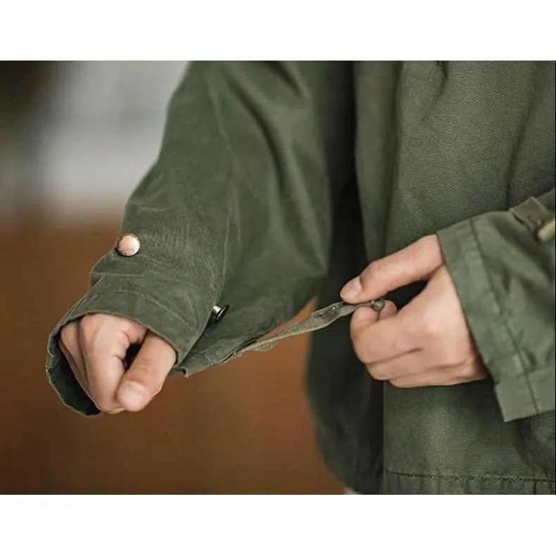 Retro Workwear Style Drawstring Anorak