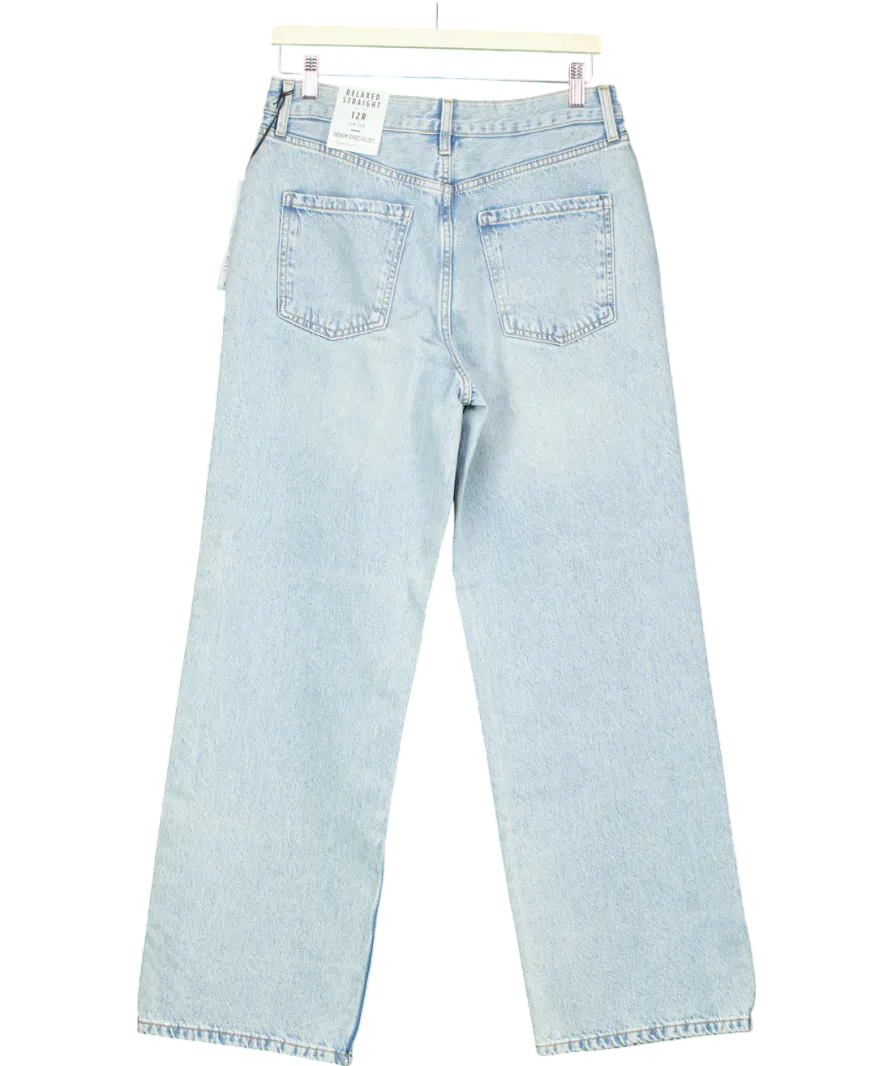 River Island Blue High Waist Relaxed Straight Fit Regular Length Jeans UK 12
