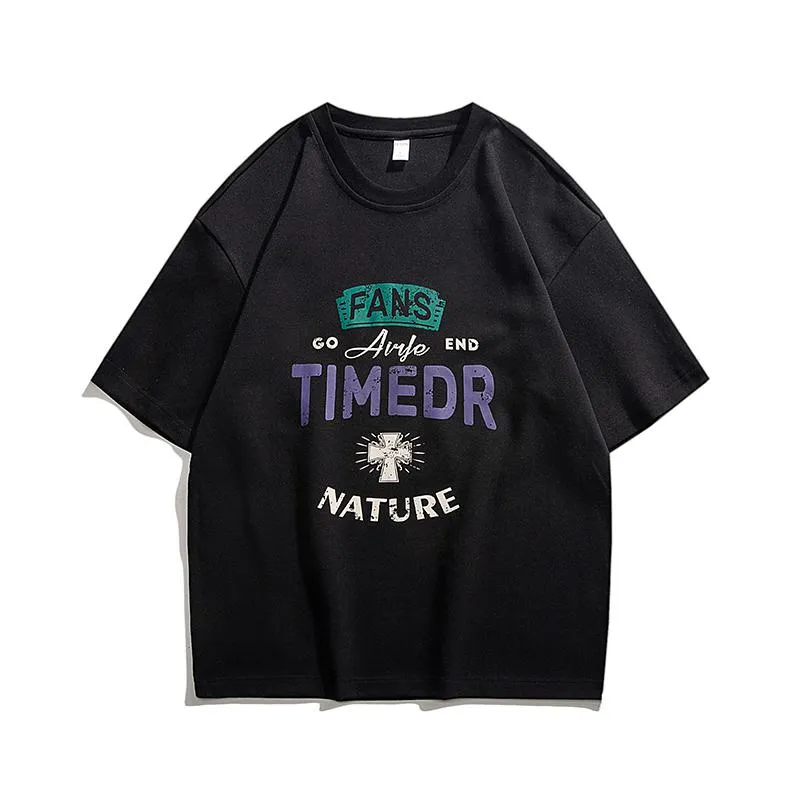 Round Neck Pure Cotton Print Versatile Short Sleeve Tee