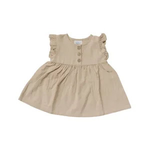 Ruffle Linen Dress, Cream